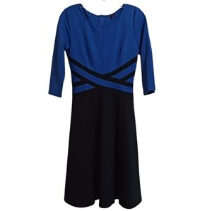 Blue and black knit dress sz S front and back zip